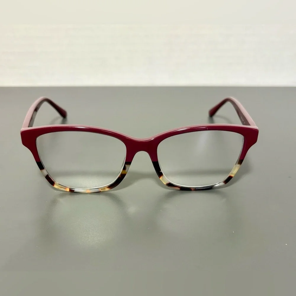 TORY BURCH Burgundy and Tortoise Eyeglasses with Orange Case
